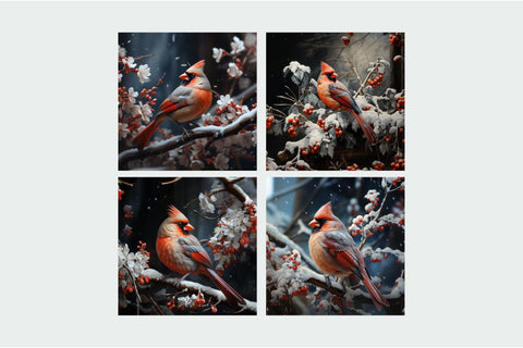 Christmas Cardinal Wind Spinner 3D Sublimation, Round PNG Sublimation OrangeBrushStudio 