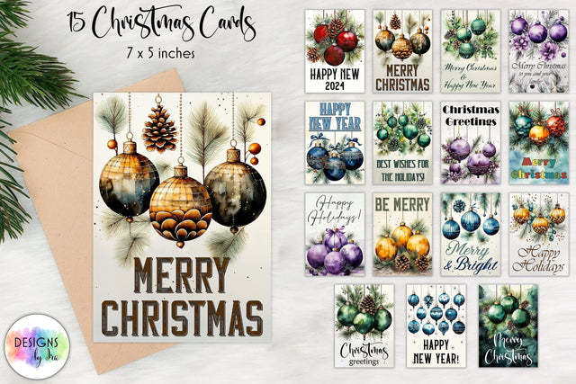 Christmas Cards Bundle | Merry Christmas and Happy New Year Cards Sublimation Designs by Ira 