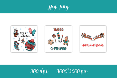 Christmas Cards JPG Collection | 18 Xmas Illustrations Sublimation AnnaViolet_store 