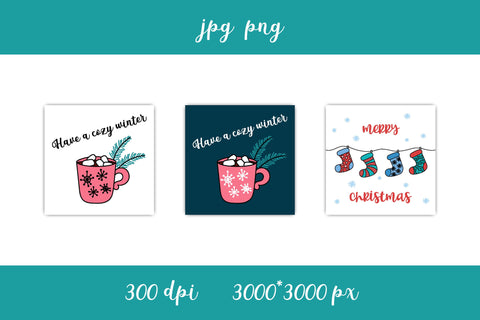 Christmas Cards JPG Collection | 18 Xmas Illustrations Sublimation AnnaViolet_store 