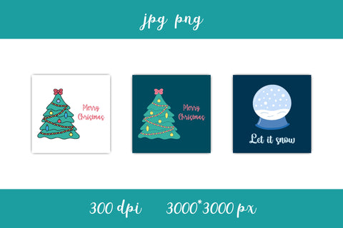 Christmas Cards JPG Collection | 18 Xmas Illustrations Sublimation AnnaViolet_store 