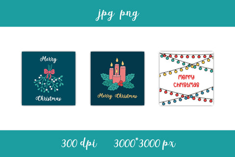 Christmas Cards JPG Collection | 18 Xmas Illustrations Sublimation AnnaViolet_store 