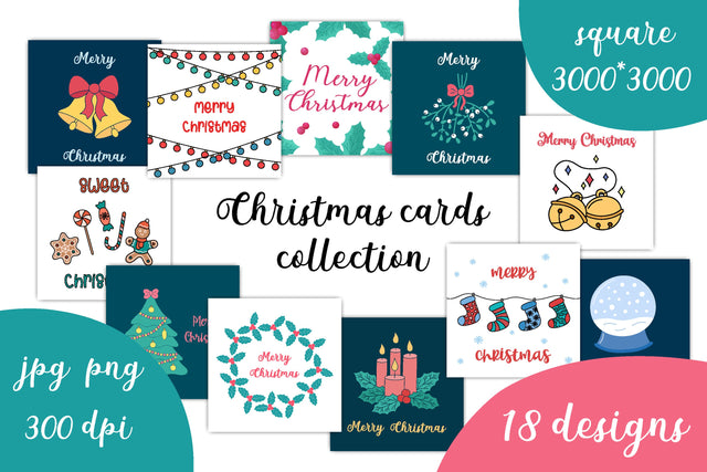Christmas Cards JPG Collection | 18 Xmas Illustrations Sublimation AnnaViolet_store 