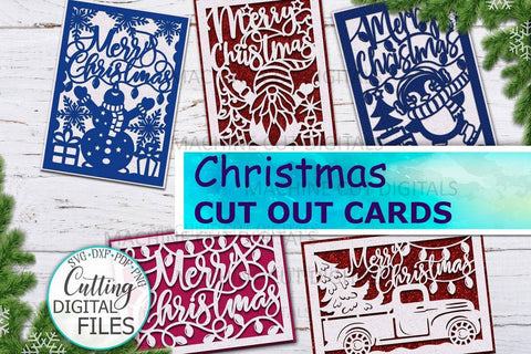Christmas cards set svg, Christmas cards bundle, Merry Christmas card svg, papercut svg, laser cut template, cricut cards, cut out card svg SVG kartcreationii 