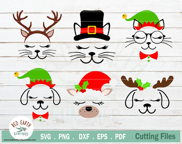 Christmas cat and dog bundle in SVG,DXF,PNG,EPS,PDF formats SVG Redearth and gumtrees 
