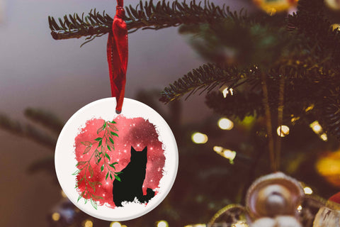 Christmas Cat and Leaves PNG for sublimation, vinyl printing Sublimation Angel on Empire 