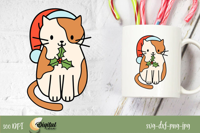 Christmas Cat Design. Funny Cat SVG. Christmas pet SVG Evgenyia Guschina 