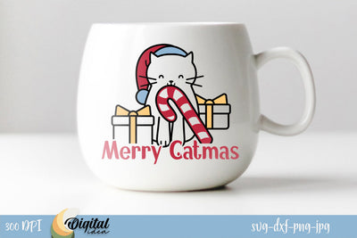 Christmas Cat Design. Funny christmas kitten SVG. SVG Evgenyia Guschina 