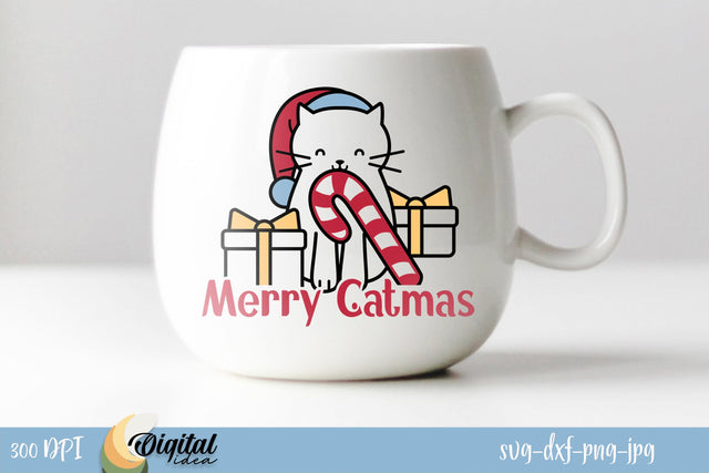 Christmas Cat Design. Funny christmas kitten SVG. SVG Evgenyia Guschina 