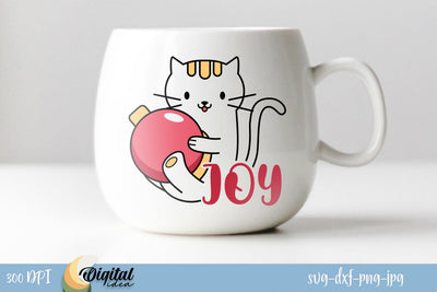 Christmas Cat Design. Joy SVG. Cute funny cat SVG SVG Evgenyia Guschina 