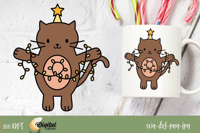 Christmas Cat Design. Kawaii and Funny Cat SVG. Christmas SVG Evgenyia Guschina 