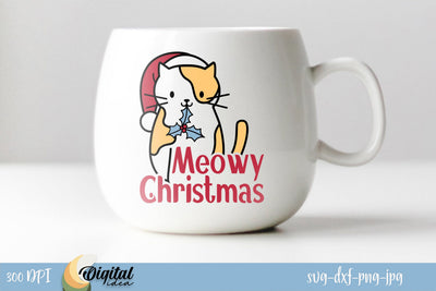 Christmas Cat Design SVG. Meowy Christmas SVG. SVG Evgenyia Guschina 