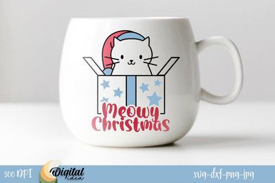 Christmas Cat Drawing Design. Meowy Christmas SVG SVG Evgenyia Guschina 