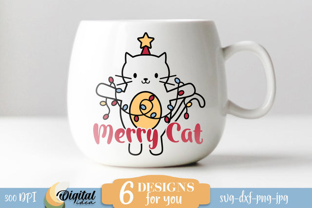 Christmas Cat Drawing SVG. Merry Cat. Cat clipart SVG Evgenyia Guschina 