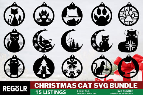 Christmas Cat Ornaments SVG Bundl SVG Regulrcrative 