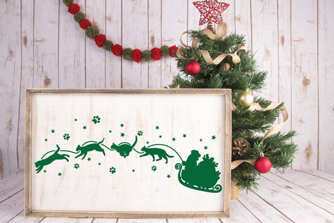 Christmas Cat Sleigh SVG File - Santa and Cats SVG File SVG Old Market 