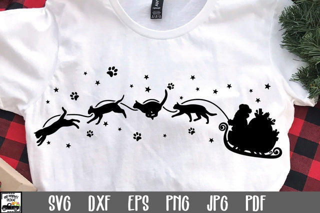 Christmas Cat Sleigh SVG File - Santa and Cats SVG File SVG Old Market 