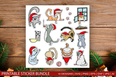 Christmas Cat Sticker Bundle for Cricut SVG EPS JPG SVG TatiStudio 