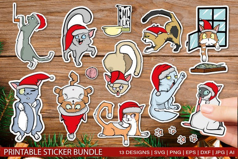 Christmas Cat Sticker Bundle for Cricut SVG EPS JPG SVG TatiStudio 