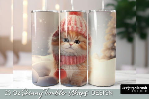 Christmas Cat Sublimation Tumbler Wrap Design Template Sublimation OrangeBrushStudio 