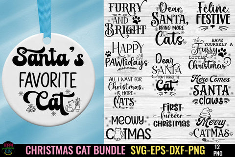 Christmas Cat SVG Bundle I Christmas Cat Ornaments SVG SVG Happy Printables Club 