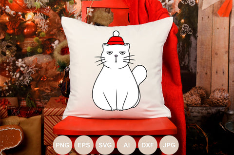 Christmas Cat Svg, Christmas Svg, Cat in Winter Hat, Cat Svg, Christmas Animals Svg, Holiday, Winter SVG BogeliaVector 