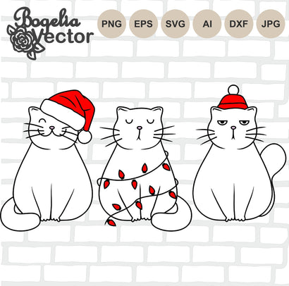Christmas Cat Svg, Row of Cats Svg Cut file, Cat Svg, Animal, Christmas Svg Designs, Holiday Svg, Winter Svg SVG BogeliaVector 