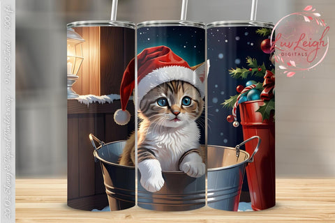 Christmas Cat Tumbler wrap Sublimation Luvleigh Digitals 