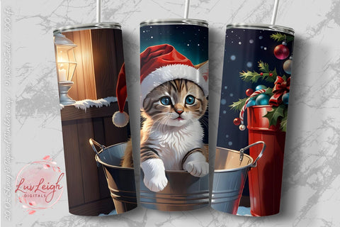 Christmas Cat Tumbler wrap Sublimation Luvleigh Digitals 