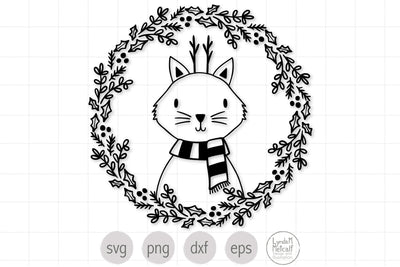 Christmas Cat Wreath SVG, Christmas Wreath svg, Cute Holiday Cat SVG SVG Lynda M Metcalf 