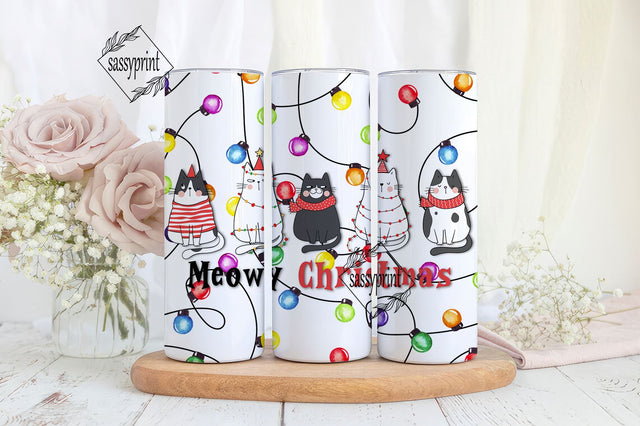 Christmas Cats 20oz Skinny Tumbler Design Christmas Tumbler Wrap Christmas Tumbler Png Christmas Sublimation Sublimation sassyprint 