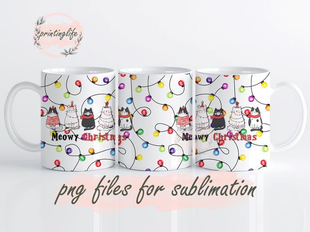 Christmas Cats Design Christmas Mug Wrap Christmas Png Christmas Sublimation, family Christmas cat mug, gift for cat lover Sublimation PrintingLife 