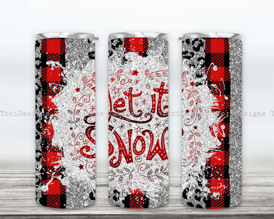 Christmas Cheetah Buffalo Red Plaid Seamless Sublimation Designs Downloads, Let It Snow 20oz Skinny Tumbler Png Sublimation Design, Merry Christmas Png, Christmas Tumbler Png Sublimation ToriDesigns 