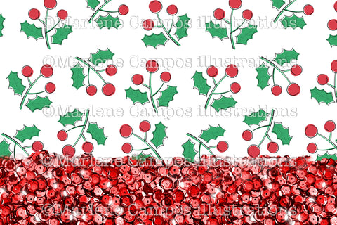 Christmas Cherries Sublimation for Mug / Red Sequins /11oz and 15oz Sublimation Marlene Campos 