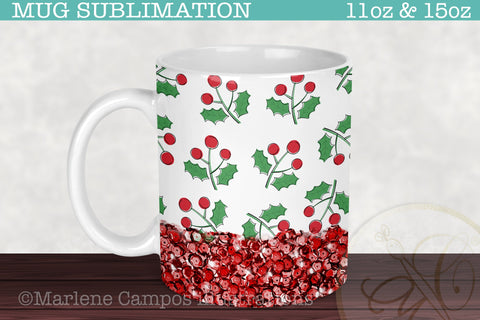 Christmas Cherries Sublimation for Mug / Red Sequins /11oz and 15oz Sublimation Marlene Campos 