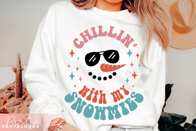 CHRISTMAS CHILLIN WITH MY SNOWMIES SVG | funny Christmas Svg SVG Partypantaloons 