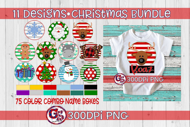 Christmas Circle Design Bundle PNG for Sublimation Sublimation Greedy Stitches 