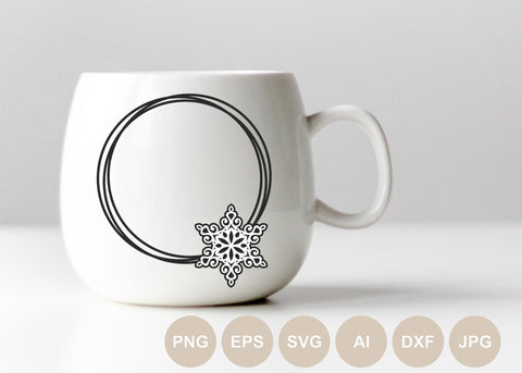 Christmas Circle Frame Svg file, Snowflake Cut file, Double Frame Monogram, Bundle Silhouette, Merry Christmas, Holiday, Winter Ornament SVG BogeliaVector 