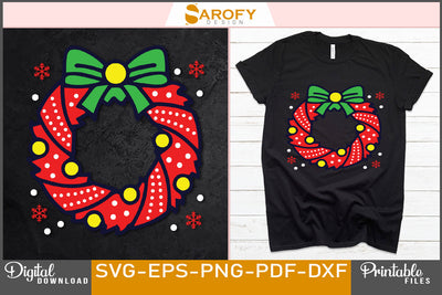 Christmas circle hair bow silhouette Christmas design SVG SVG Sarofydesign 