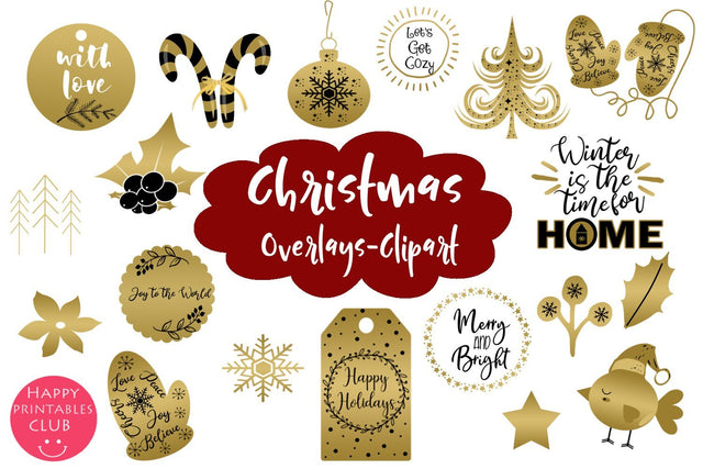 Christmas Clipart- Christmas Overlays-Holiday Graphics SVG Happy Printables Club 