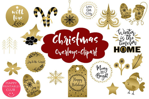 Christmas Clipart- Christmas Overlays-Holiday Graphics SVG Happy Printables Club 