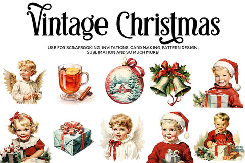 Christmas Clipart, Vintage Christmas Clipart Bundle Sublimation BijouBay 