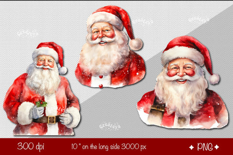 Christmas clipart watercolor Santa Clipart bundle Xmas Santa illustration Sublimation Createya Design 