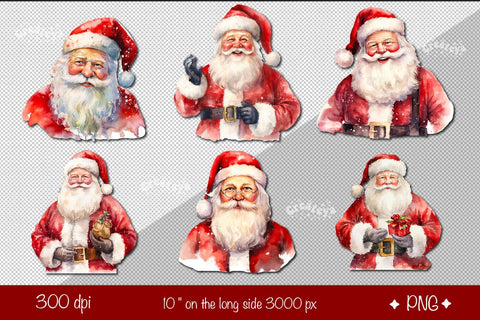 Christmas clipart watercolor Santa Clipart bundle Xmas Santa illustration Sublimation Createya Design 