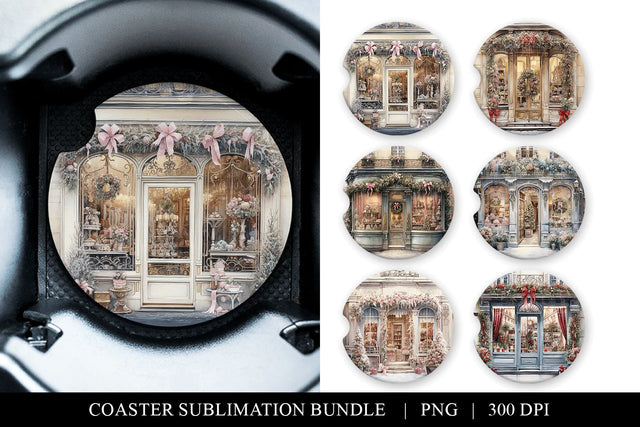 Christmas Coaster Sublimation Bundle, Round Christmas PNG Sublimation BijouBay 