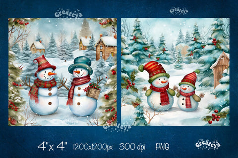Christmas coaster Sublimation Bundle Square coaster design Snowman PNG Sublimation Createya Design 