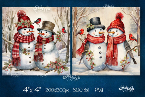 Christmas coaster Sublimation Bundle Square coaster design Snowman PNG Sublimation Createya Design 
