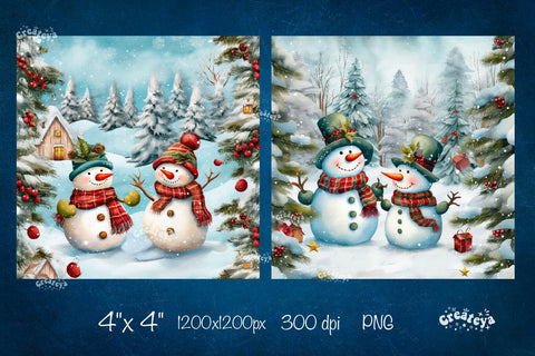 Christmas coaster Sublimation Bundle Square coaster design Snowman PNG Sublimation Createya Design 