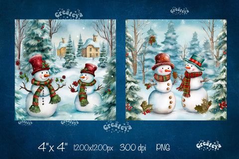 Christmas coaster Sublimation Bundle Square coaster design Snowman PNG Sublimation Createya Design 
