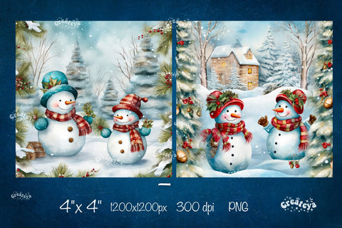 Christmas coaster Sublimation Bundle Square coaster design Snowman PNG Sublimation Createya Design 